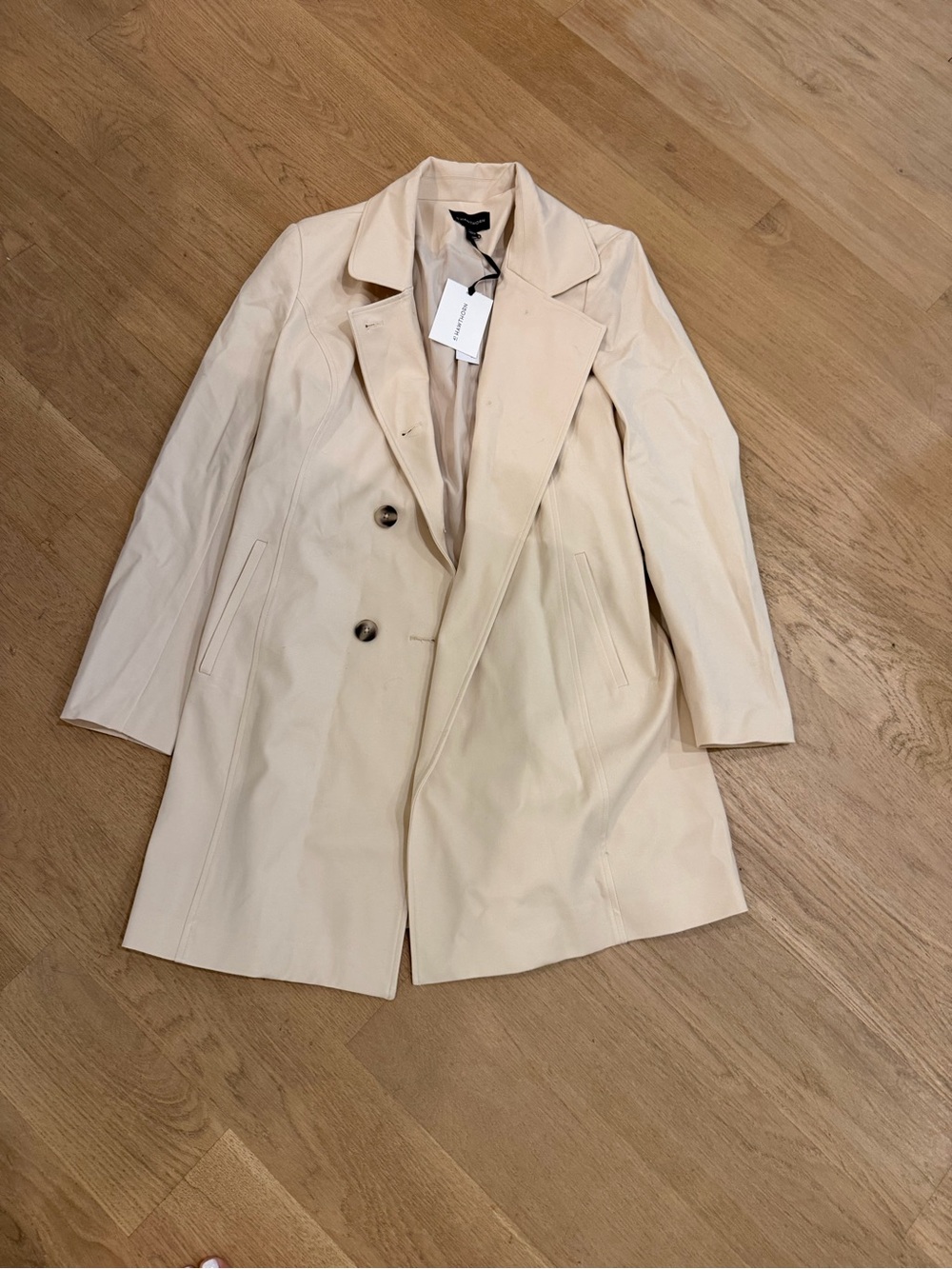 41 Hawthorn Light Cream Double-Breasted Trench Coat